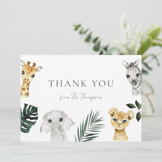 ワイルドワンジャングル赤ちゃんシャワーありがとう サンキューカード (スタンド正面)