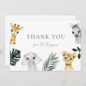 ワイルドワンジャングル赤ちゃんシャワーありがとう サンキューカード (正面/裏面)