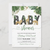 ワイルドワンジャングル金ゴールドサファリベイビーシャワー 招待状 (正面)