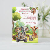 ワイルドワンジャングル サファリ 1歳誕生日お礼カード サンキューカード (スタンド正面)
