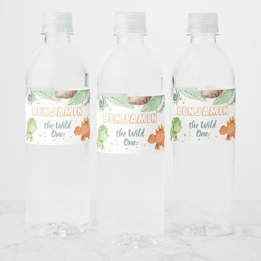 ワイルドワンジュラシック恐竜1歳の誕生日 ペットボトルラベル (ボトル)