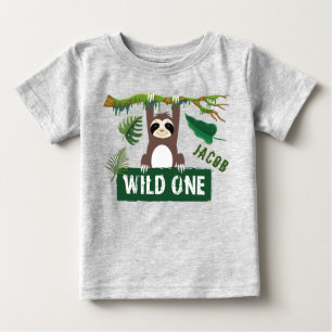 ワイルドワンスロース1歳の誕生日 ベビーTシャツ