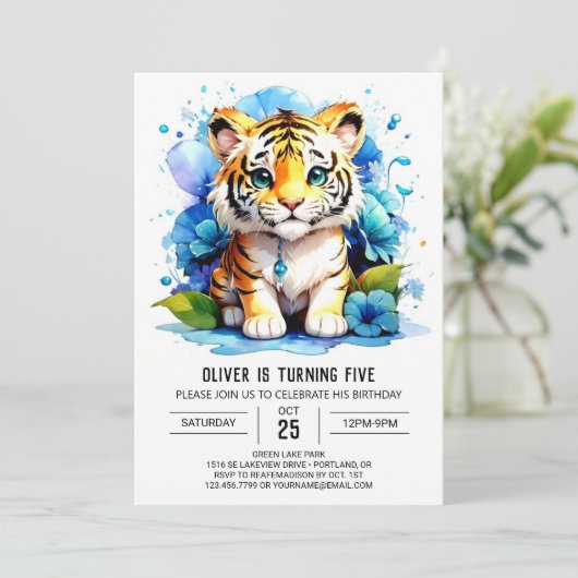 ワイルドワンズタイガーボーイ誕生日招待状 招待状 (スタンド正面)