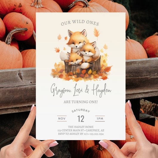 ワイルドワンズトリプレットジョイント1st誕生日 招待状