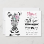 ワイルドワンゼブラ |女の子の最初の誕生日の招待 招待状 (正面)