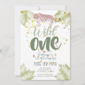 ワイルドワンタイガーカーキグリーン1st誕生日招待状 招待状 (正面)