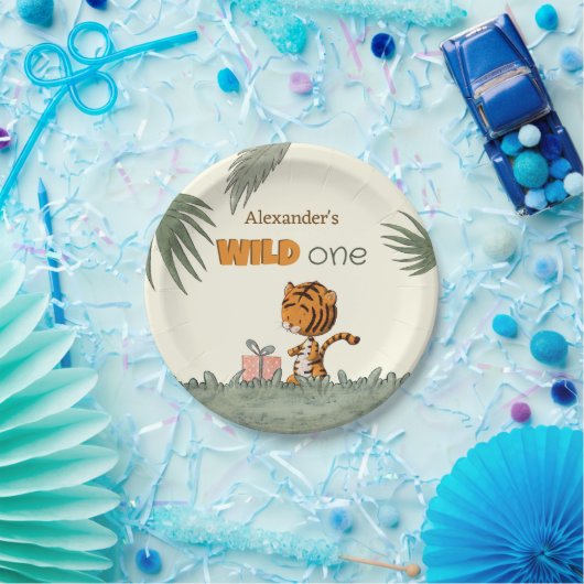 ワイルドワンタイガージャングルファースト誕生日 ペーパープレート (パーティー)