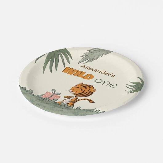 ワイルドワンタイガージャングルファースト誕生日 ペーパープレート (アングル)