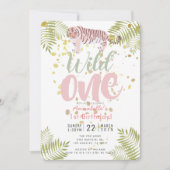 ワイルドワンタイガーピンクガール1st誕生日招待状 招待状 (正面)