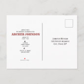 ワイルドワンタトゥーハートファースト誕生日 インビテーションポストカード (裏面)