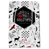 ワイルドワンダフルクリスマスパターンレッド/ブラックID604 ミディアムペーパーバッグ (正面)