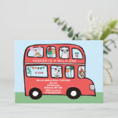 ワイルドワンダブルデッカーパーティーバス誕生日 招待状 (スタンド正面)