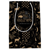 ワイルドワンダートクリスマスパターン/クラフトブラックID604 ミディアムペーパーバッグ (正面)