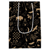 ワイルドワンダートクリスマスパターン/クラフトブラックID604 ミディアムペーパーバッグ (裏面)