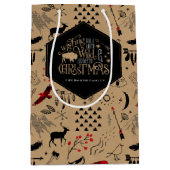 ワイルドワンダートクリスマスパターン/クラフト/レッドID604 ミディアムペーパーバッグ (正面)