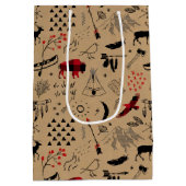 ワイルドワンダートクリスマスパターン/クラフト/レッドID604 ミディアムペーパーバッグ (裏面)