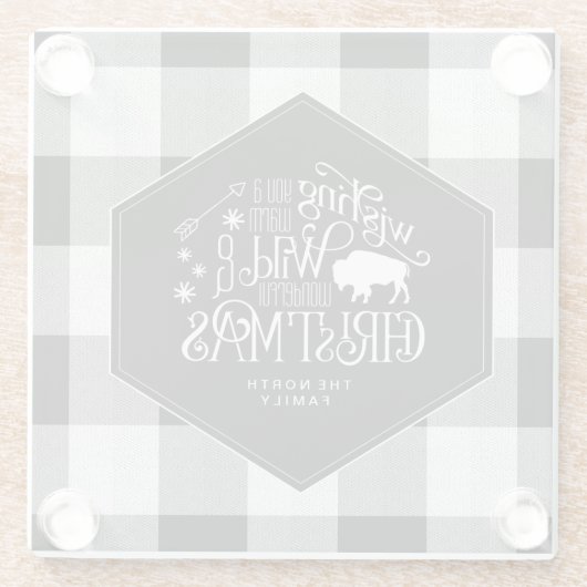 ワイルドワンダートクリスマスブラックバッファロープレイドID604 ガラスコースター (裏面)