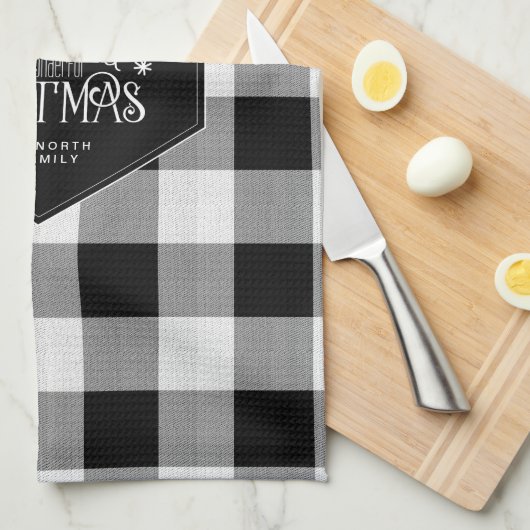 ワイルドワンダートクリスマスブラックバッファロープレイドID604 キッチンタオル (四つ折り)