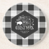ワイルドワンダートクリスマスブラックバッファロープレイドID604 コースター (正面)