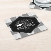 ワイルドワンダートクリスマスブラックバッファロープレイドID604 スクエアペーパーコースター (アングル)