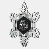 ワイルドワンダートクリスマスブラックバッファロープレイドID604 スノーフレークピューターオーナメント (右)