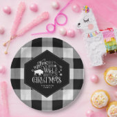 ワイルドワンダートクリスマスブラックバッファロープレイドID604 ペーパープレート (パーティー)