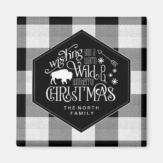 ワイルドワンダートクリスマスブラックバッファロープレイドID604 マグネット (正面)