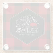 ワイルドワンダートクリスマスレッドバッファロープレイドID604 ガラスコースター (裏面)