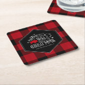 ワイルドワンダートクリスマスレッドバッファロープレイドID604 スクエアペーパーコースター (アングル)