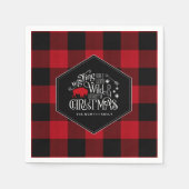 ワイルドワンダートクリスマスレッドバッファロープレイドID604 スタンダードカクテルナプキン (正面)