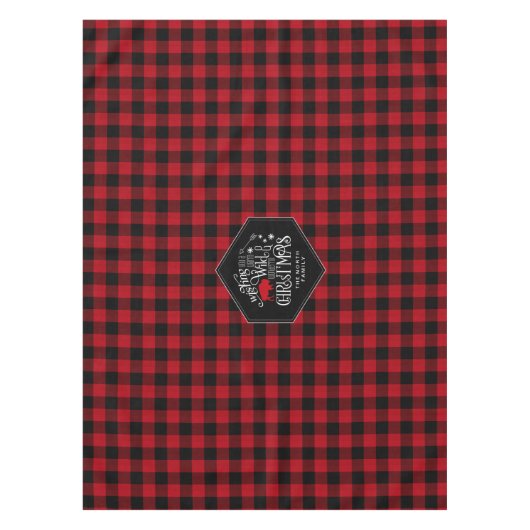ワイルドワンダートクリスマスレッドバッファロープレイドID604 テーブルクロス (正面)