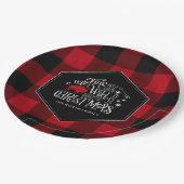 ワイルドワンダートクリスマスレッドバッファロープレイドID604 ペーパープレート (アングル)