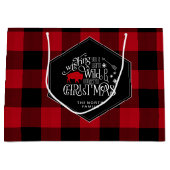 ワイルドワンダートクリスマスレッドバッファロープレイドID604 ラージペーパーバッグ (正面)