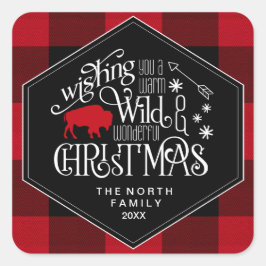 ワイルドワンダートクリスマスレッドプレイドID604 スクエアシール
