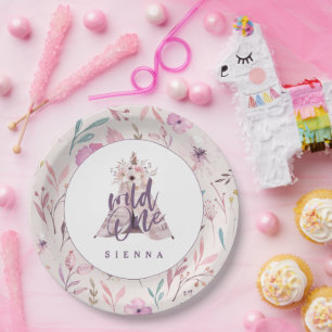 ワイルドワンティーピーの誕生日パーティー招待状 ペーパープレート