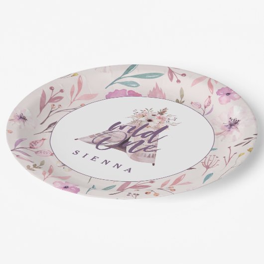 ワイルドワンティーピーの誕生日パーティー招待状 ペーパープレート (アングル)