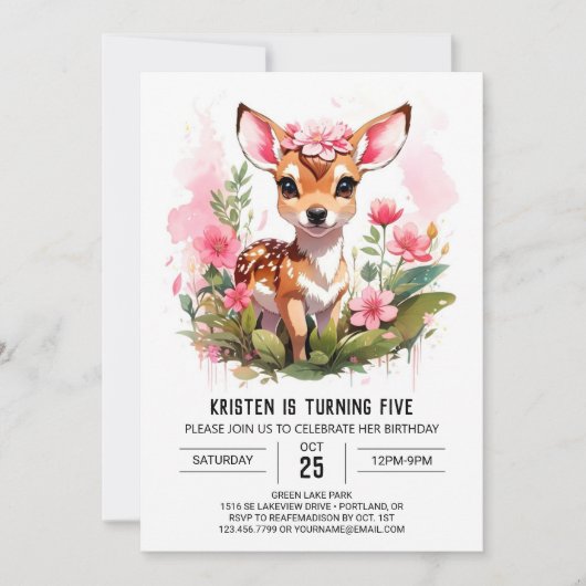 ワイルドワンディアアドベンチャーガール誕生日 招待状 (正面)