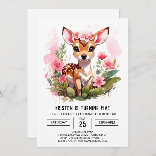 ワイルドワンディアアドベンチャーガール誕生日 招待状 (正面/裏面)