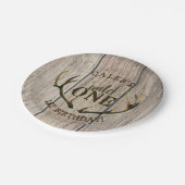 ワイルドワンディア〔雄ジカの〕枝角素朴ズウッド1st誕生日 ペーパープレート (アングル)