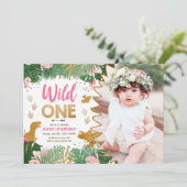 ワイルドワンディノパーティーガールピンクディゾロウ誕生日 招待状 (スタンド正面)