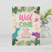 ワイルドワンディノパーティーガールピンクディゾロウ誕生日 招待状 (スタンド正面)