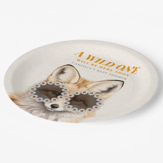 ワイルドワンデイジーキツネベビーシャワー ペーパープレート (アングル)