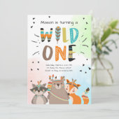 ワイルドワントライバルの最初の誕生日の招待ウッドランド 招待状 (スタンド正面)