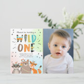 ワイルドワントライバルの最初の誕生日の招待ウッドランド 招待状 (スタンド正面)