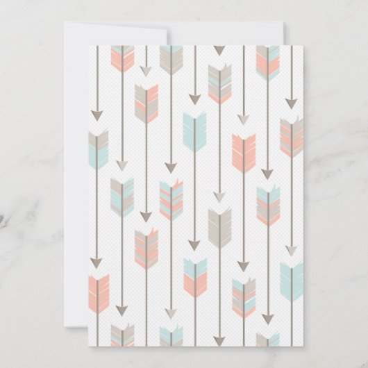 ワイルドワントライバルアローズ誕生日パーティーピンクグレー 招待状 (裏面)