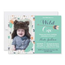 ワイルドワントライバルファースト誕生日フォト招待状