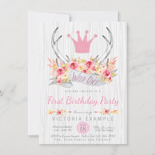 ワイルドワントライバルボホプリンセスアントラー招待状 招待状 (正面)