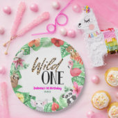 ワイルドワントロピカルアニマル1歳パーティー ペーパープレート (パーティー)