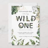 ワイルドワントロピカルグリーン1歳の誕生日 招待状 (正面)