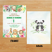 ワイルドワントロピカルサファリジャングルアニマルズ誕生日 招待状